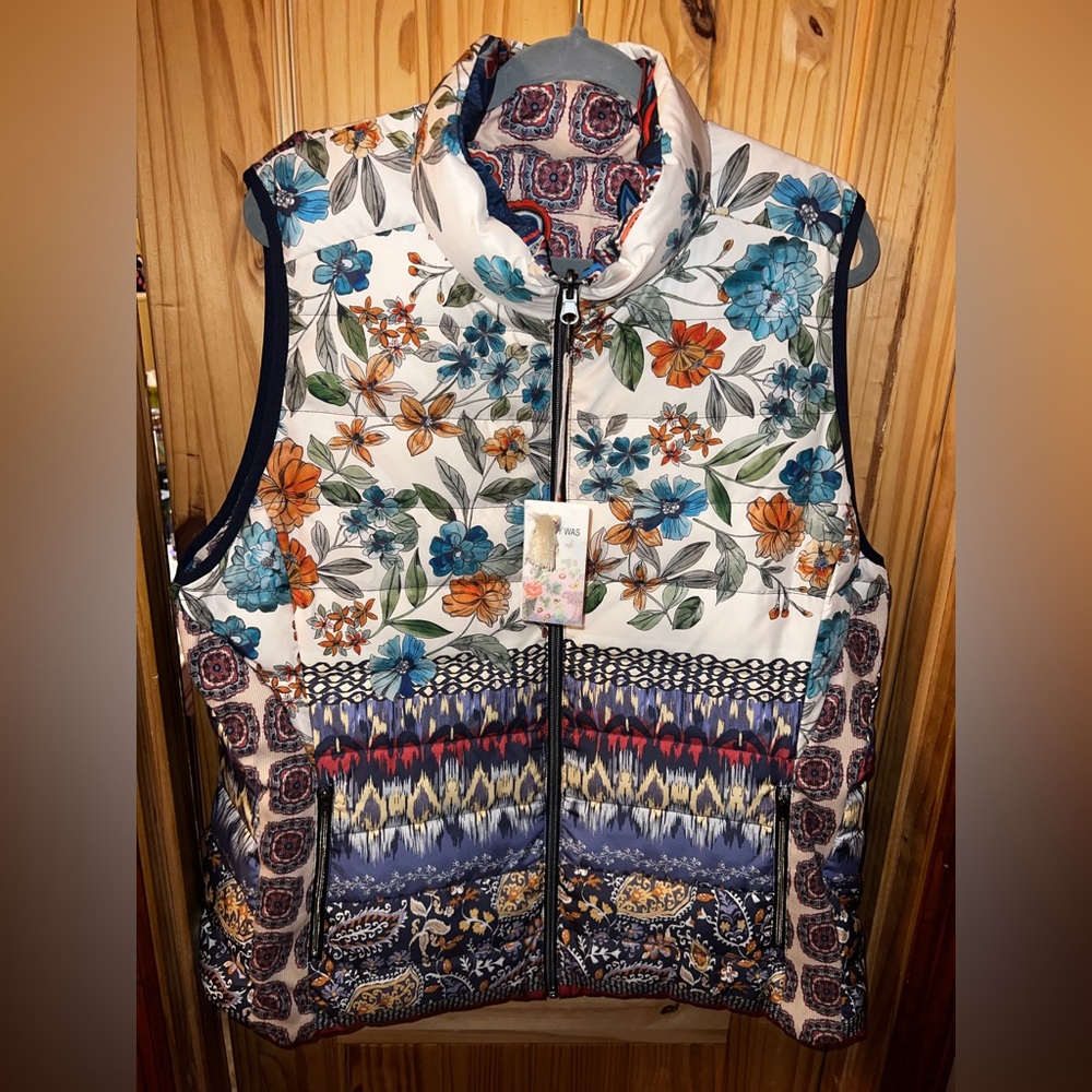 JOHNNY WAS Paizy / Betzy Reversible Down Duck Fill Puffer Vest Size XL NWT $410